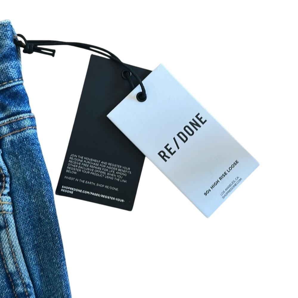 Re/Done 90s Jeans Womens Size 31 Blue Denim High-Rise Straight Leg Loose Zip Fly - Picture 6 of 9